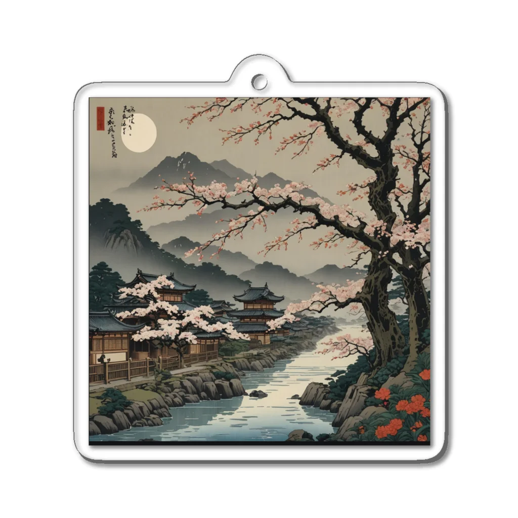 rit=ndの浮世絵　桜と月 Acrylic Key Chain