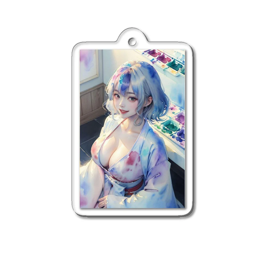 D-system（水彩屋）の着物女子ハルカ Acrylic Key Chain