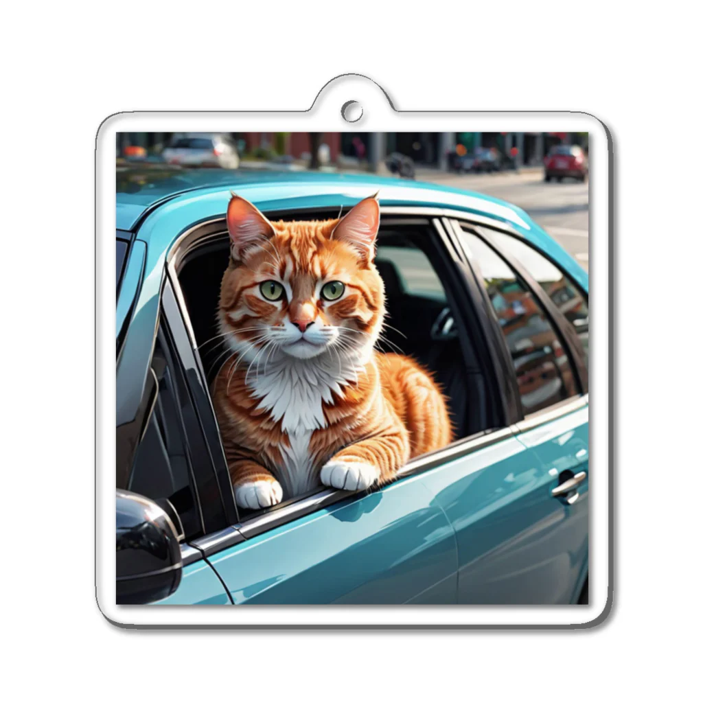 Kobayashi Kayoのドライブ中の猫 Acrylic Key Chain