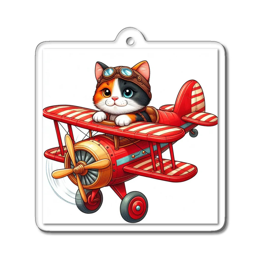 calico starの三毛猫プクちゃん　飛行機 Acrylic Key Chain