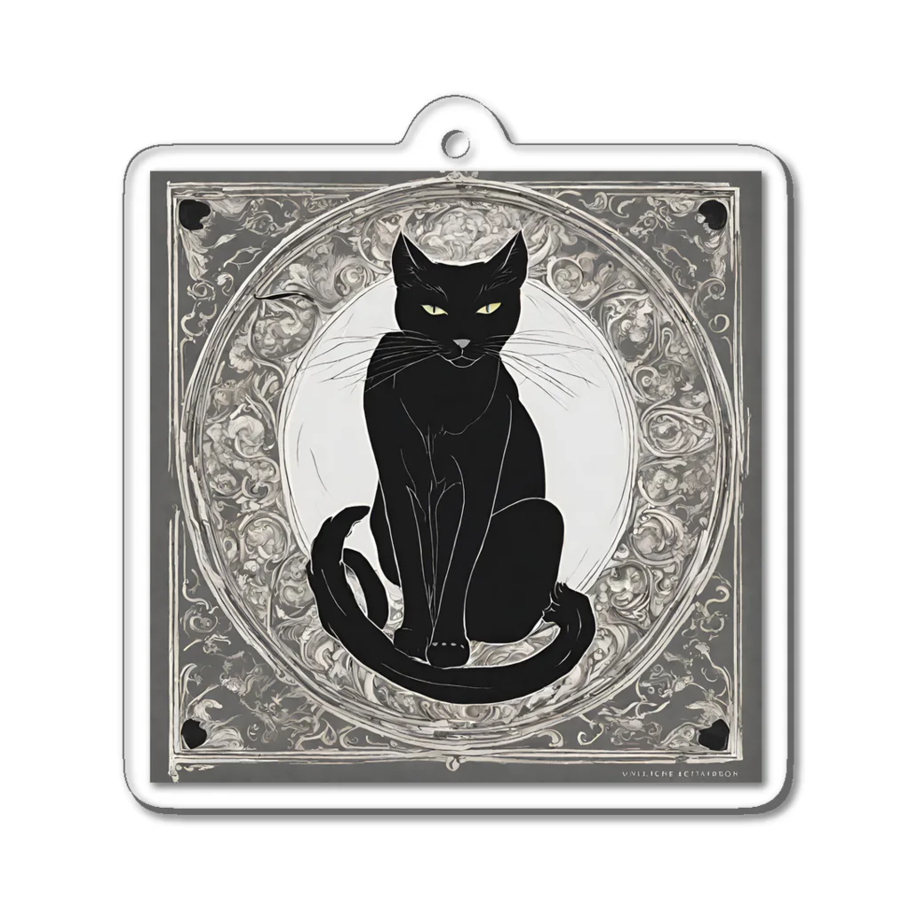 動物デザイングッズの黒猫 Acrylic Key Chain