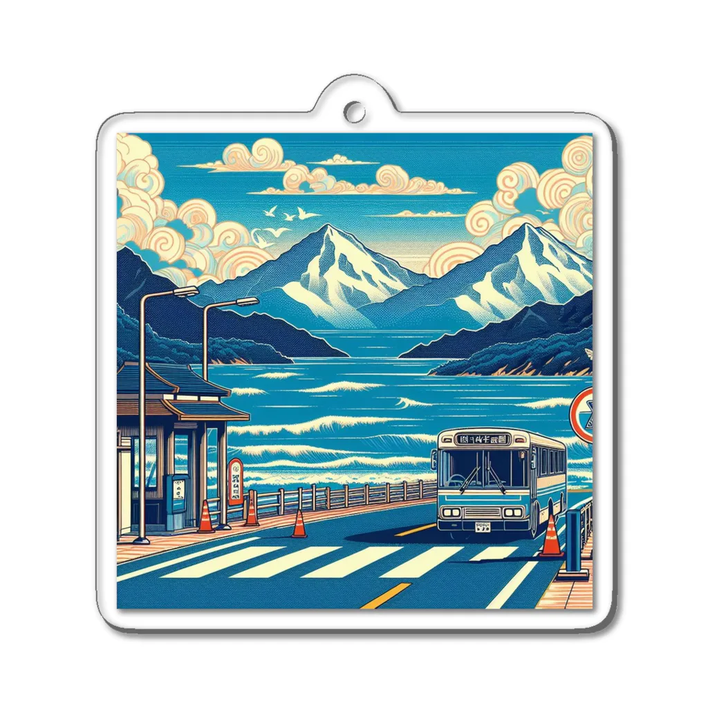 日本の風景 COOL JAPANの日本の風景:夏にバス旅行、ｊapanese scenery: Bus trip in summer Acrylic Key Chain