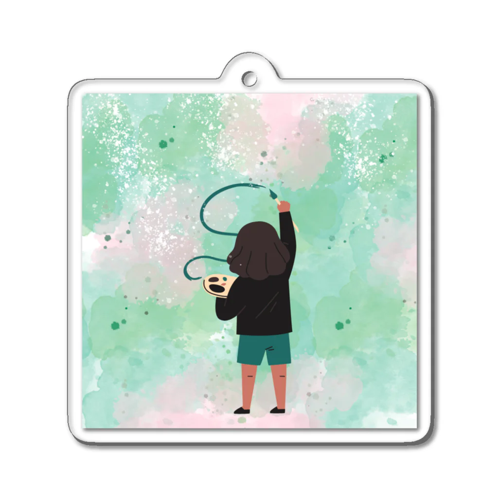 non’s styleの小さな絵描きさん Acrylic Key Chain