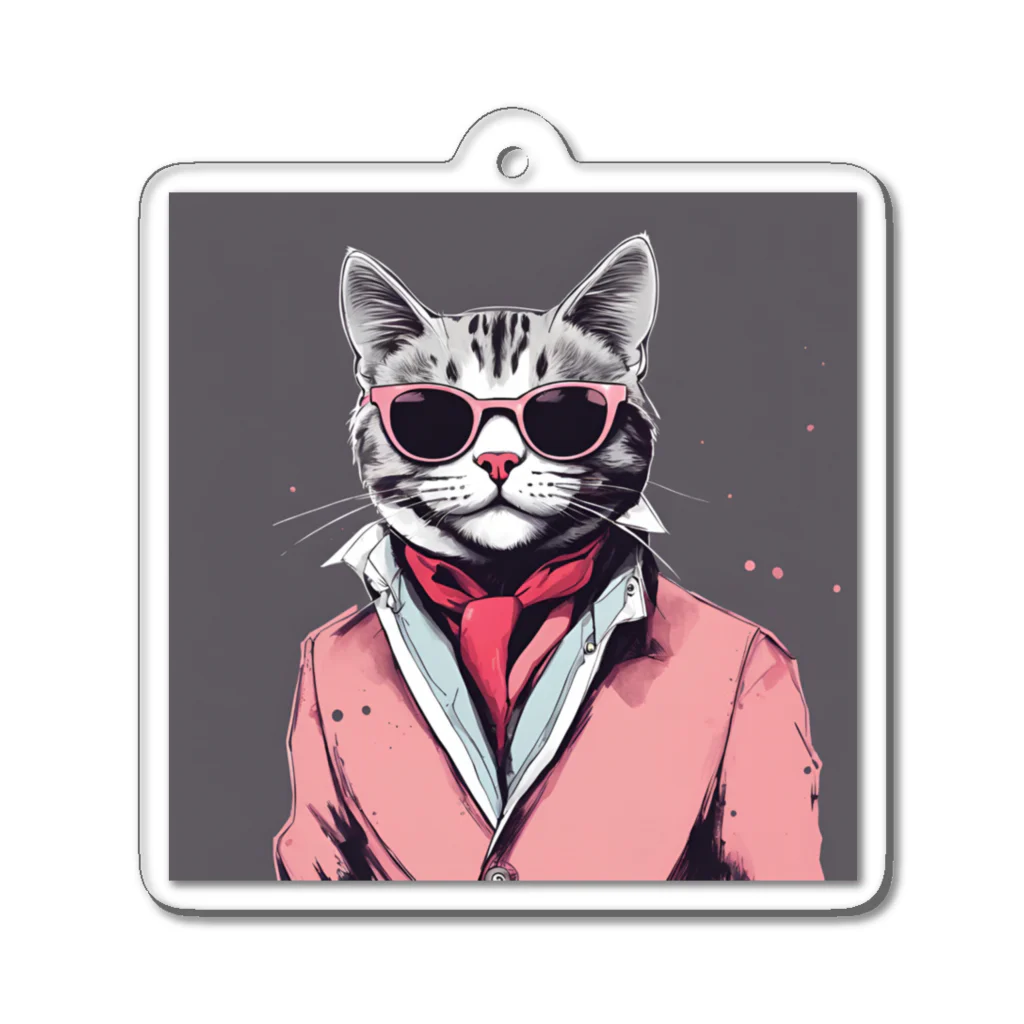 チャランコの部屋のダンディーねこさん Acrylic Key Chain