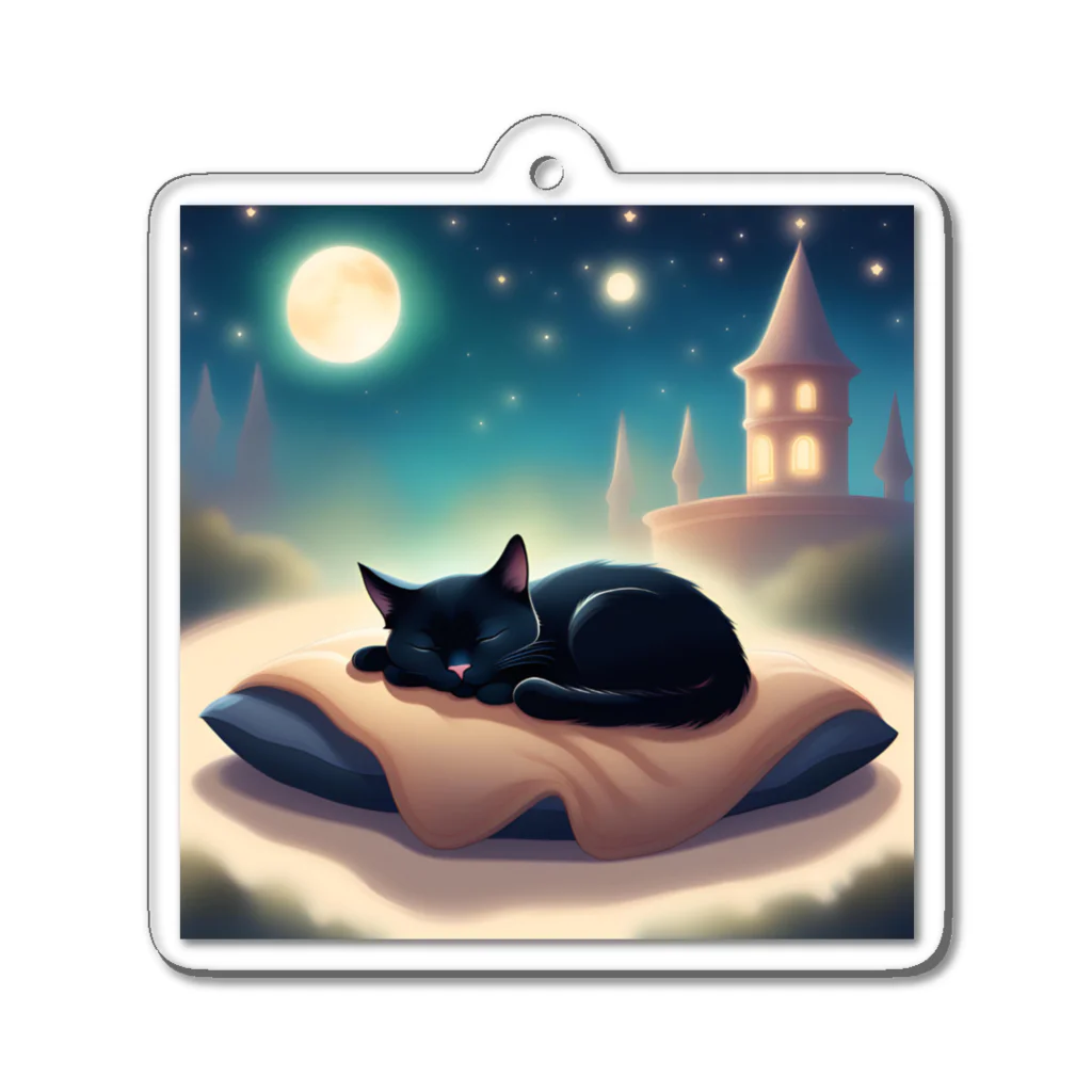 黒猫マメちゃんの魅惑ショップの可愛い黒猫のキャラクターグッズ アクリルキーホルダー