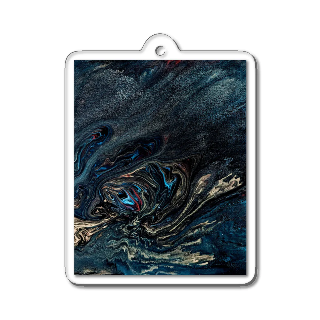 夜のアトリエのフルイドアートグッズ　夜の大海と夜の巨龍 Acrylic Key Chain