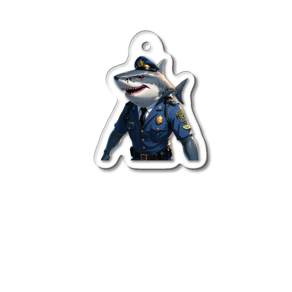 れいの海の守護者：クールな警察鮫 アクリルキーホルダー