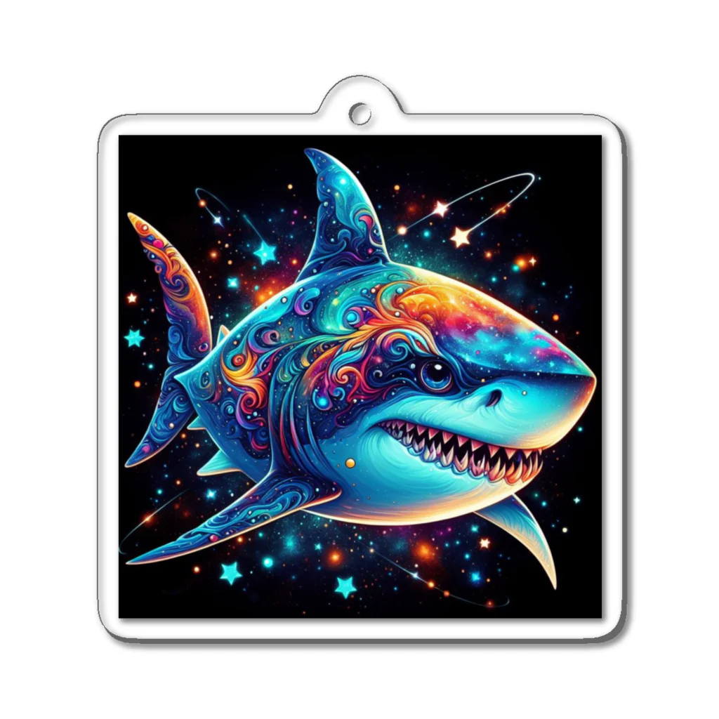 momoart8888の宇宙を泳ぐサメ君🦈💫🌠 Acrylic Key Chain