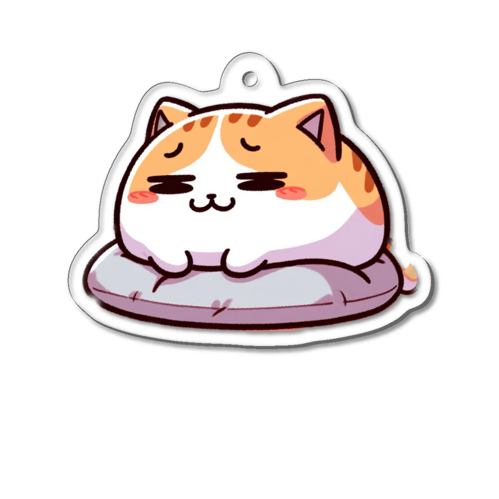 @猫グッズ製作所のかわいい猫のおちまるくん Acrylic Key Chain