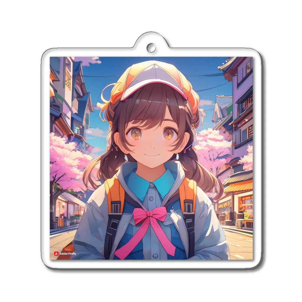 そこら辺の田中の春の冒険する女の子 Acrylic Key Chain