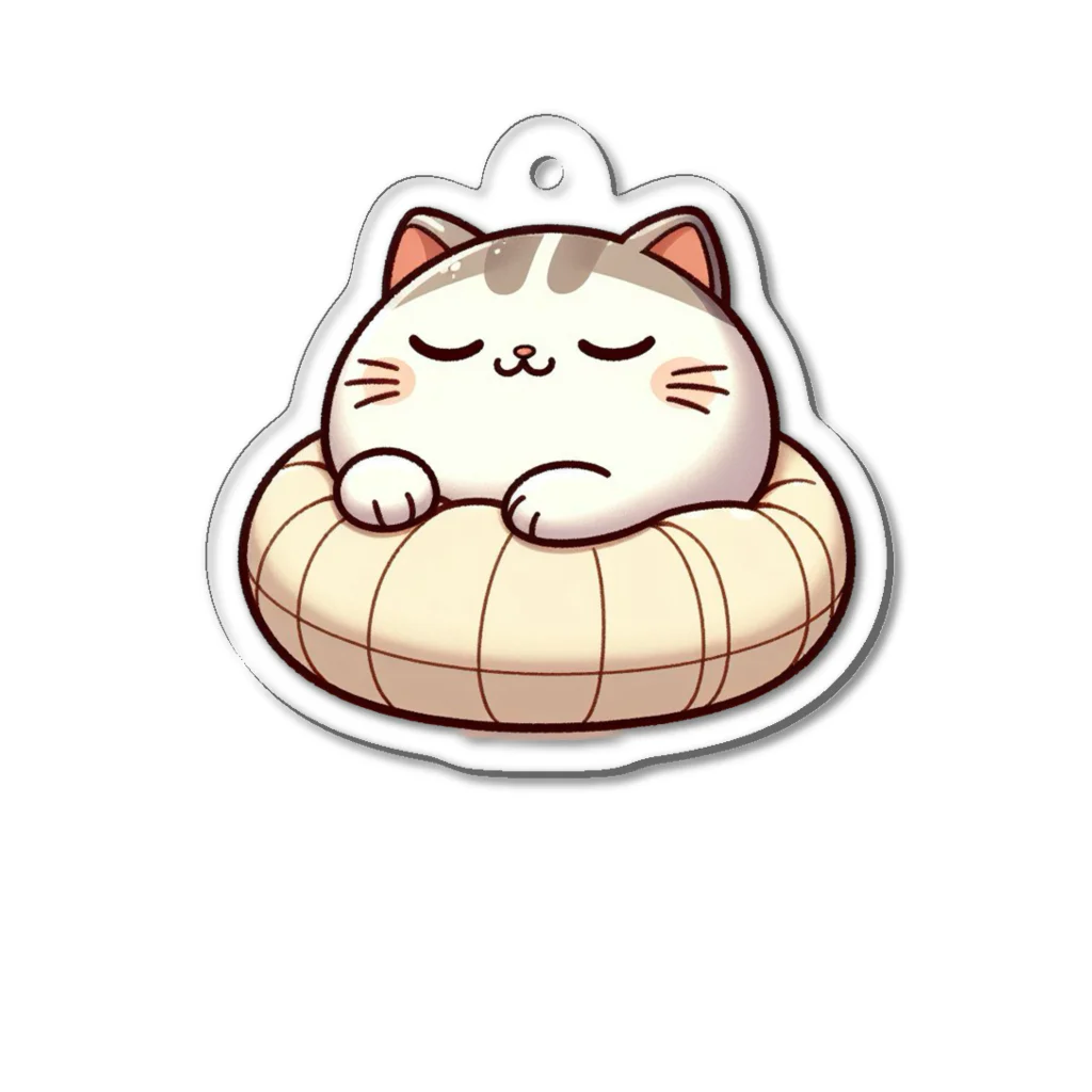 @猫グッズ製作所のかわいい猫の眠りまる Acrylic Key Chain