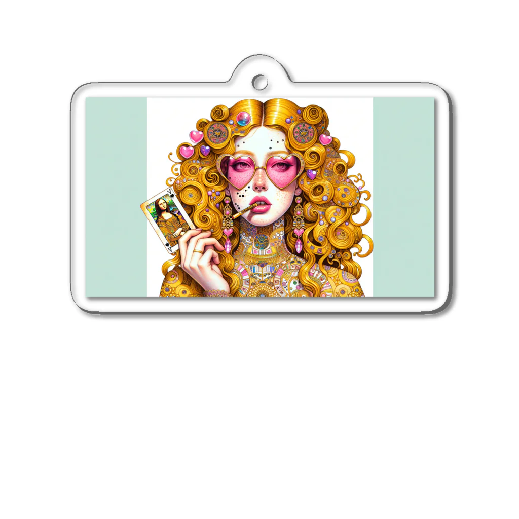 RoseTarot888ShopのGorgeous Gold Girl Acrylic Key Chain