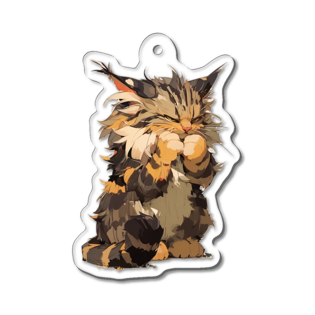 夏の朝のわるいかおのねこちゃん Acrylic Key Chain