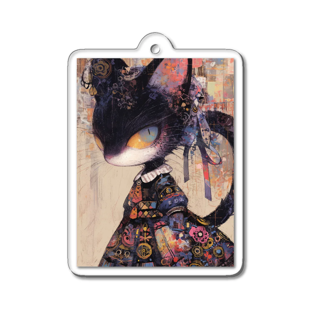 夏の朝の子猫のお嬢さん Acrylic Key Chain