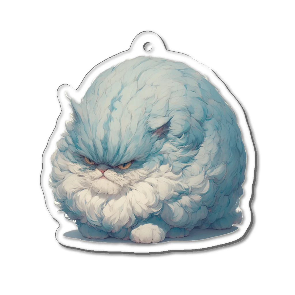 夏の朝のまんまるねこ Acrylic Key Chain