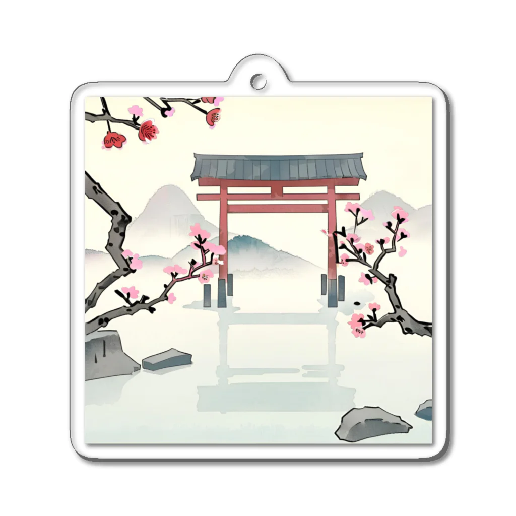 JoyfulMomentsCraftsの桜と鳥居　ー Cherry Blossoms and Torii ー アクリルキーホルダー