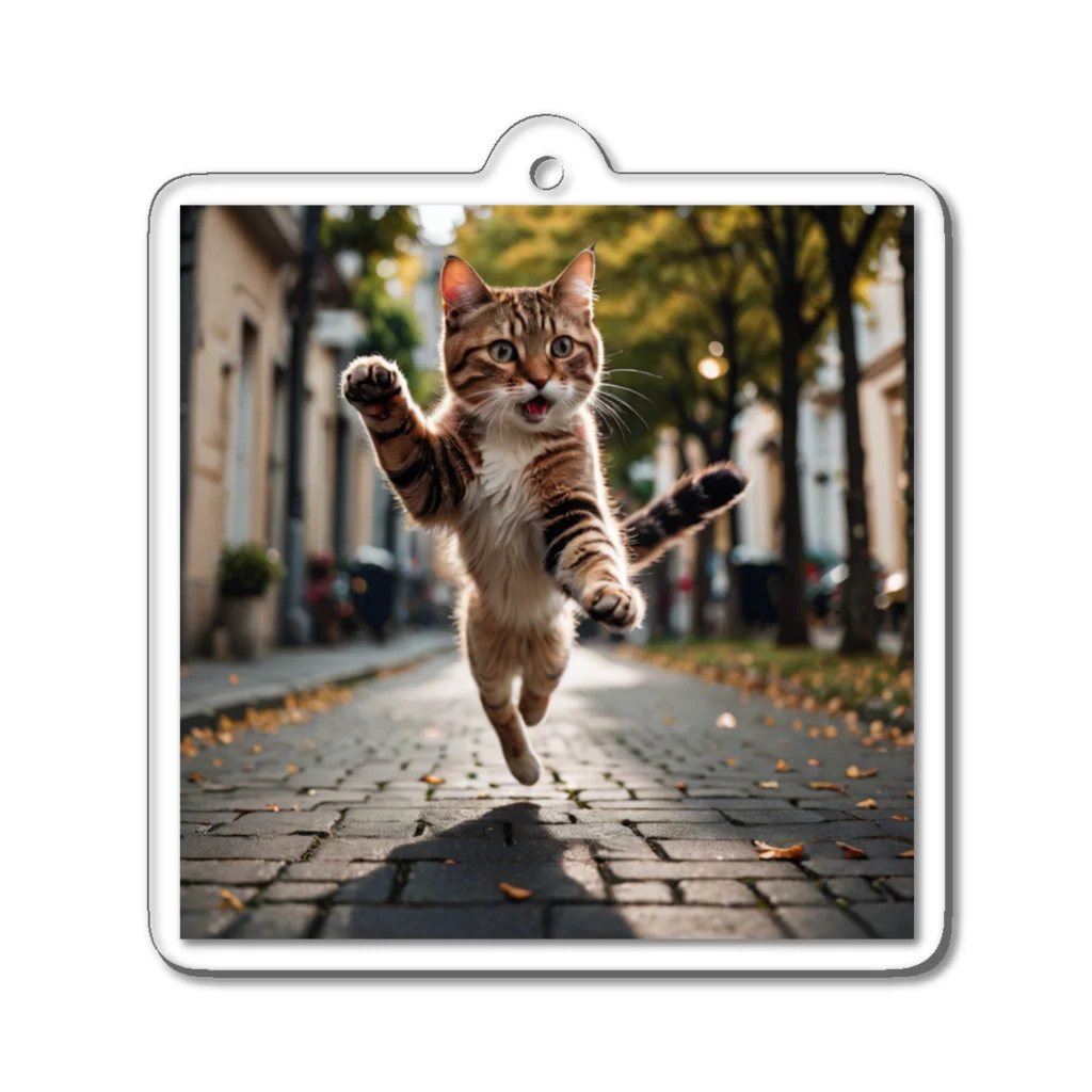 たそがれ！動物村の猫った驚いた Acrylic Key Chain