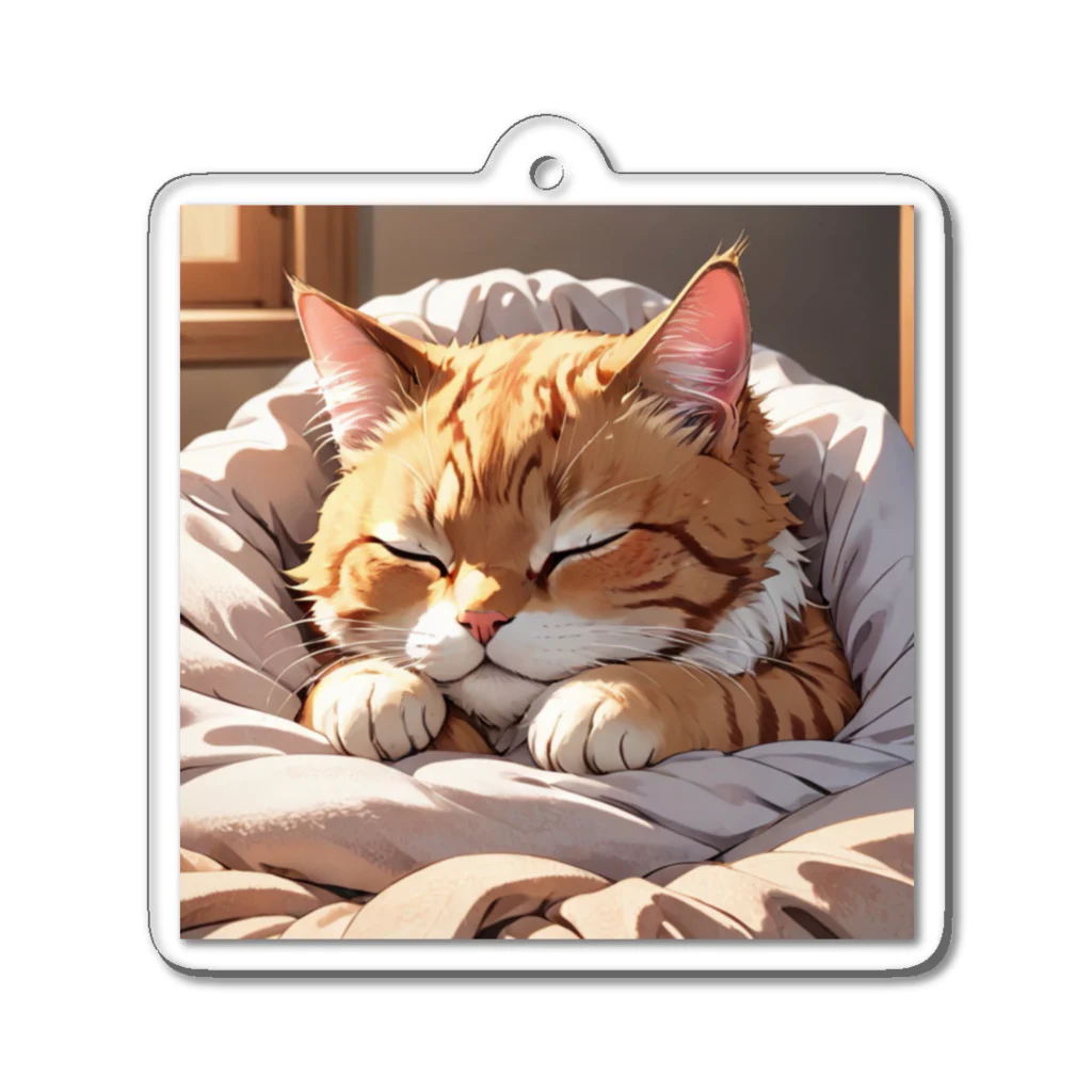 cat@kawaiiのほっこり可愛い✨布団で寝る猫🐱💤 Acrylic Key Chain