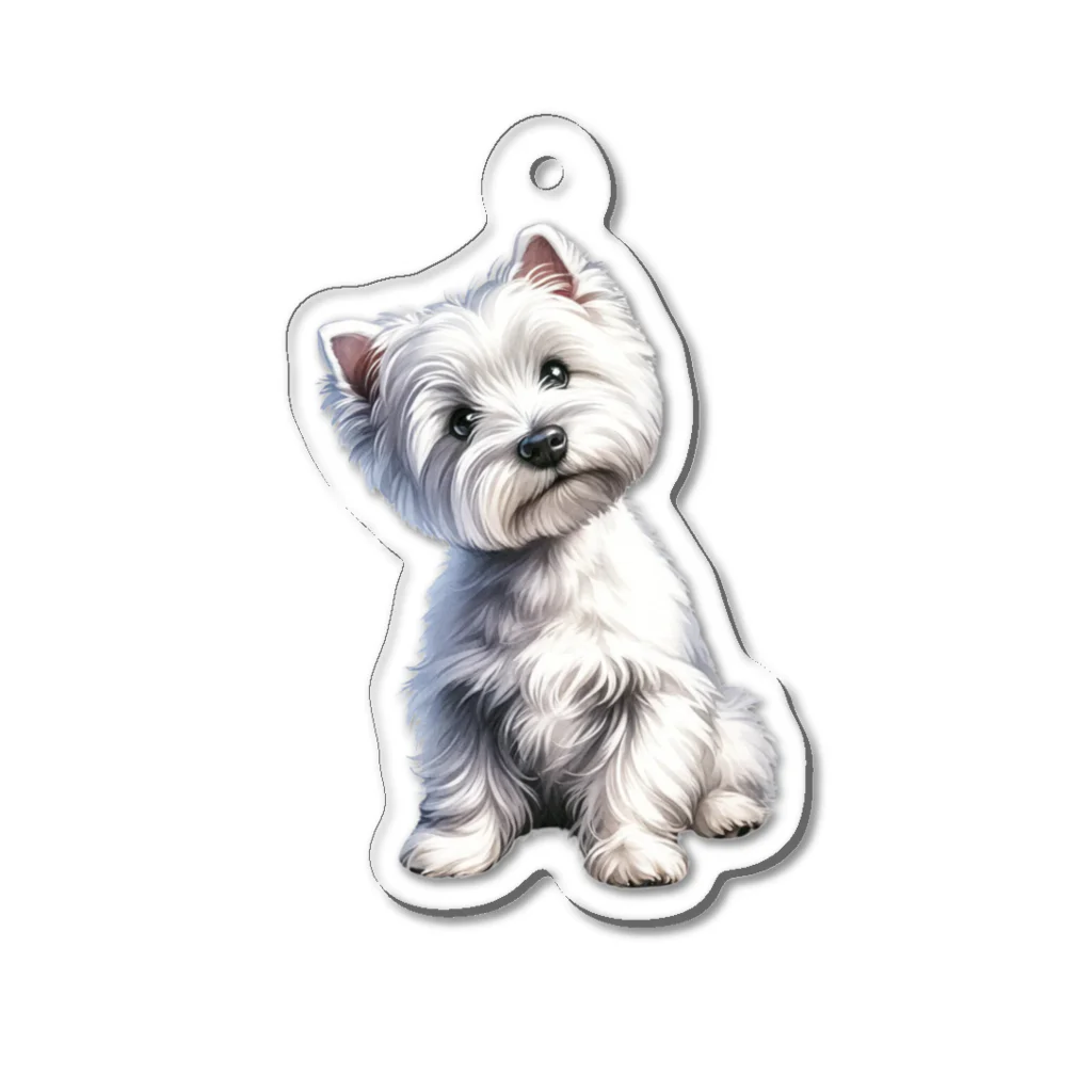 paw-pawの首をかしげるウエスティ Acrylic Key Chain