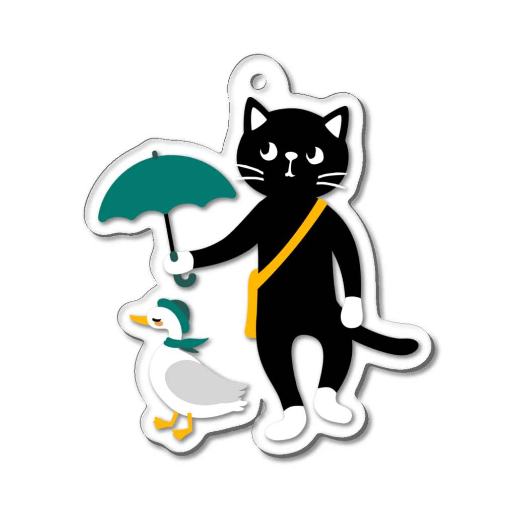 QROOVYの雨の日の黒猫くん アクリルキーホルダー