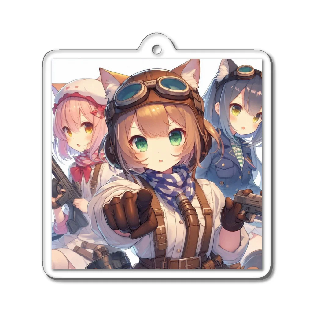 SWQAの猫パイロット仲間たち Acrylic Key Chain