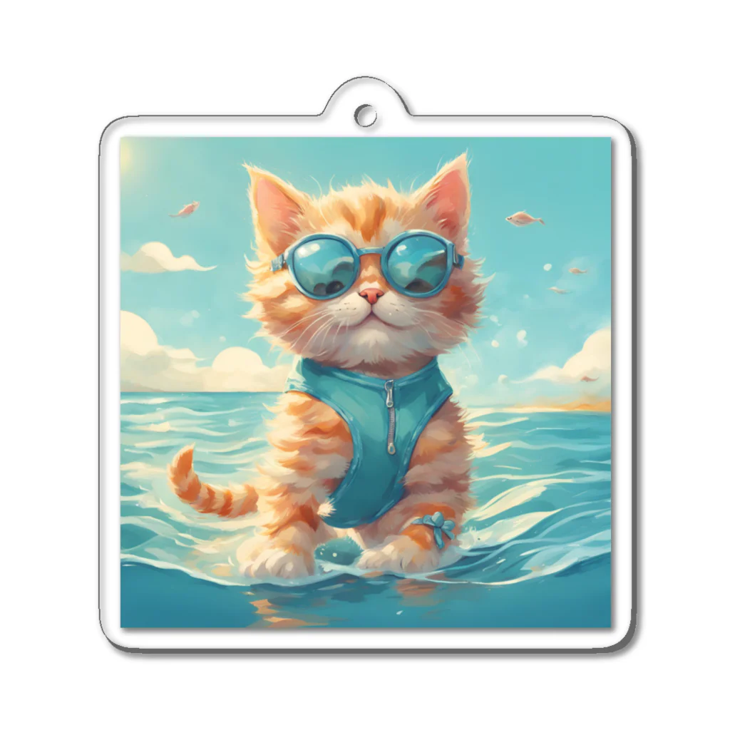 Ojisanlifeの海の子猫 Acrylic Key Chain