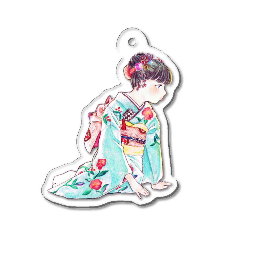 塩胡椒の着物の女の子 Acrylic Key Chain