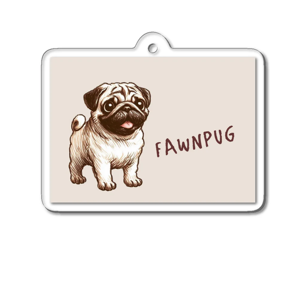 ブヒーズのFAWN　PUG*カラー付 アクリルキーホルダー