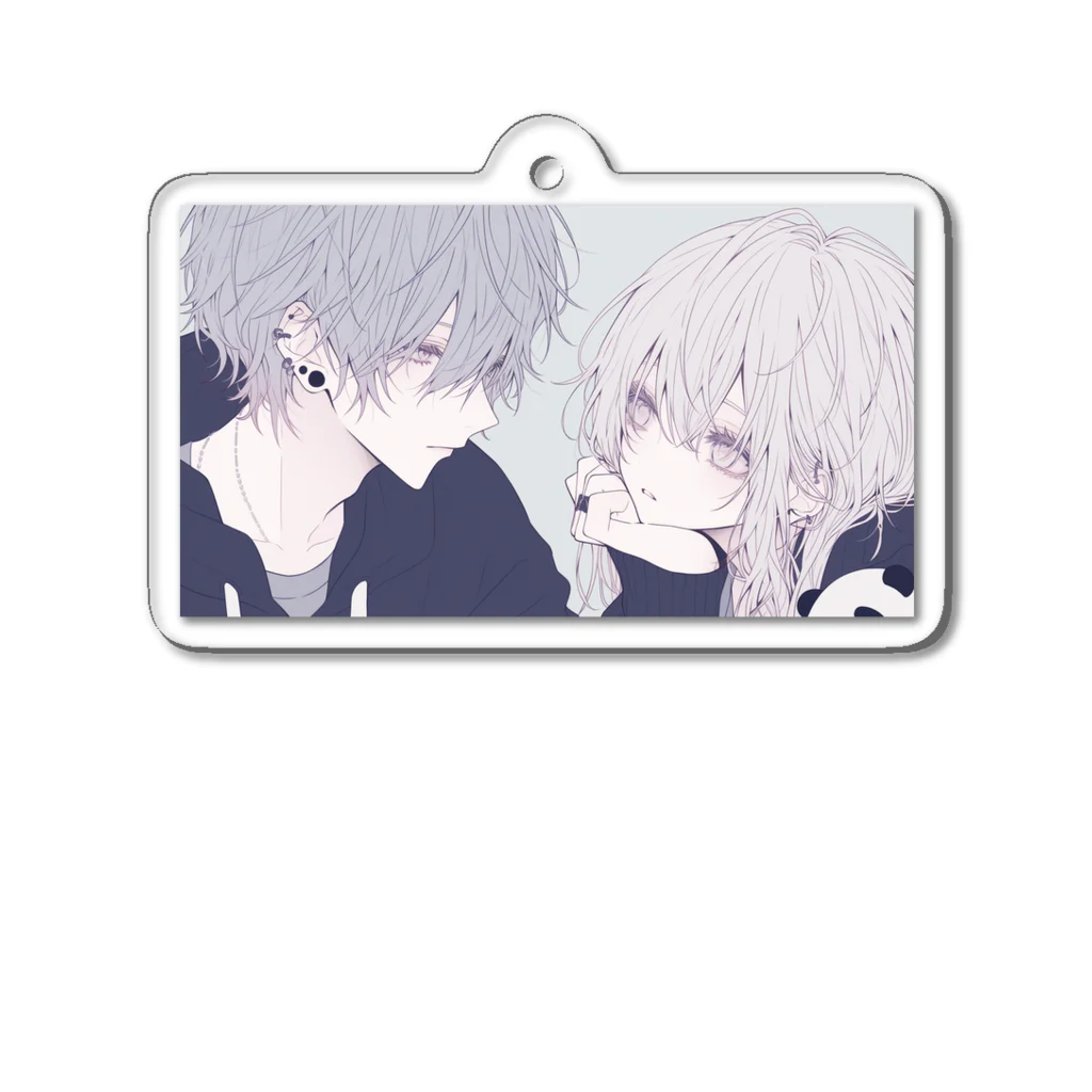 as -AIイラスト- の灰色のふたり Acrylic Key Chain