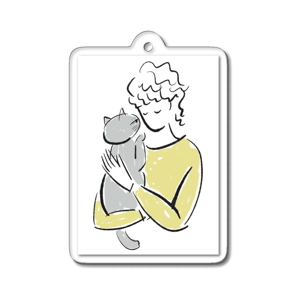 ツバメイラスト企画の猫と私 Acrylic Key Chain