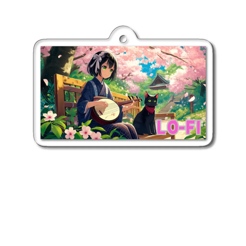 Mia-Alto_Adventure_Storeの時空の旅猫アルトとミアと桜の庭園 Acrylic Key Chain