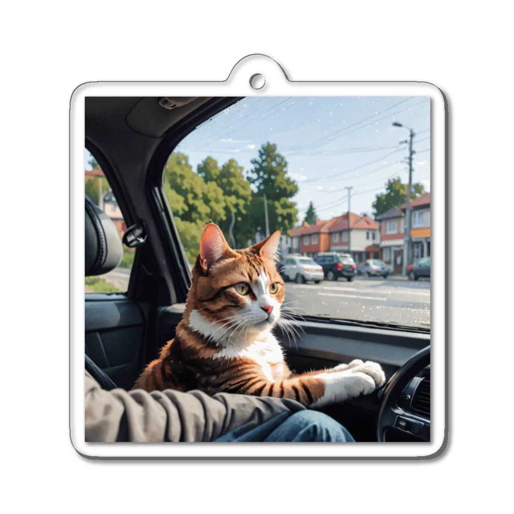 HIROKITI_HAPPYのドライブする猫 Acrylic Key Chain