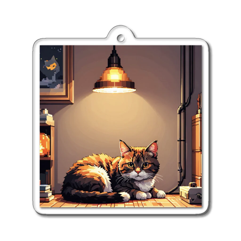 HIROKITI_HAPPYのライトに照らされた猫 Acrylic Key Chain