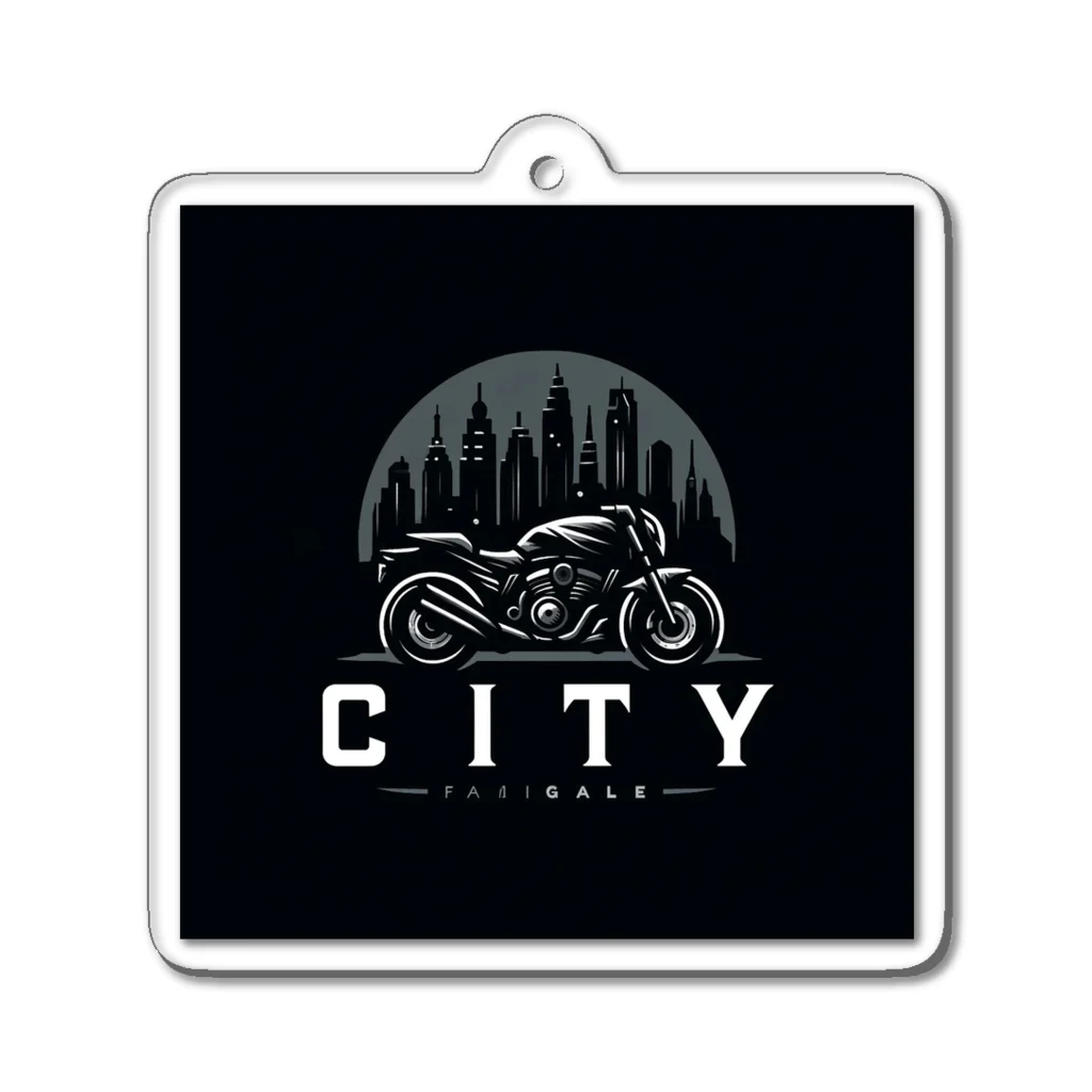 the blue seasonの都市とバイクのダークロゴデザイン Acrylic Key Chain