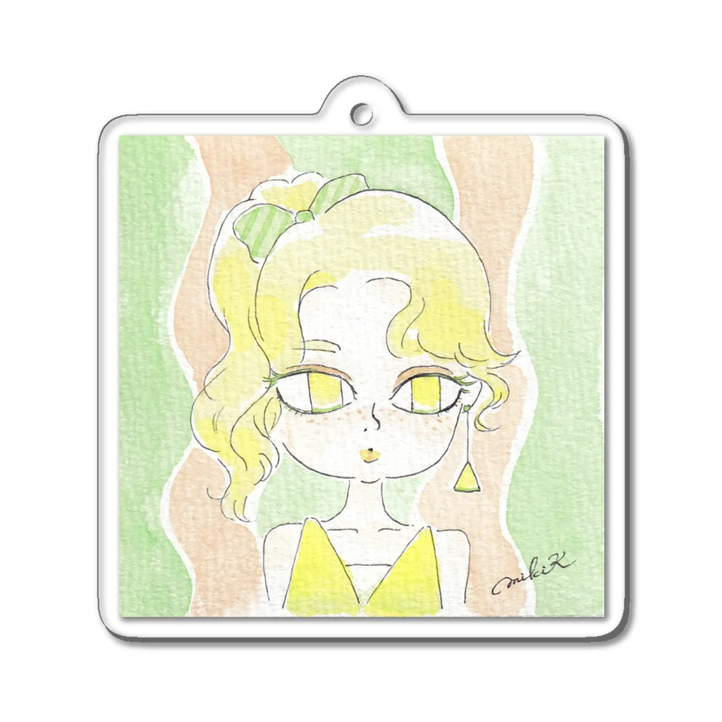 みきのこのお店のサマーガール🍉イエロー Acrylic Key Chain