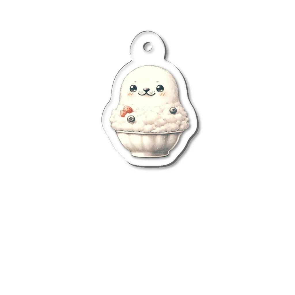 Snow-peaceのふわふわシロクマかき氷 Acrylic Key Chain