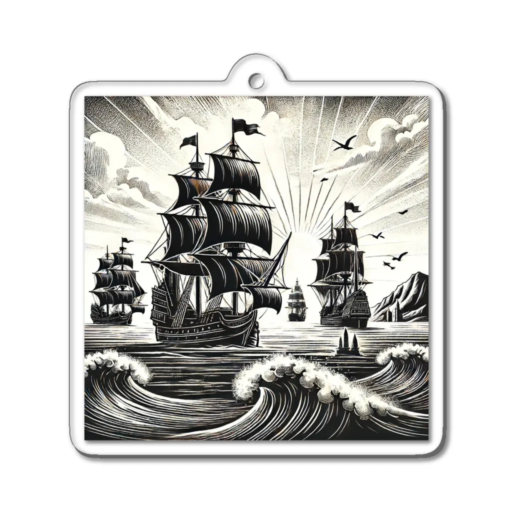 海の幸の黒船 Acrylic Key Chain