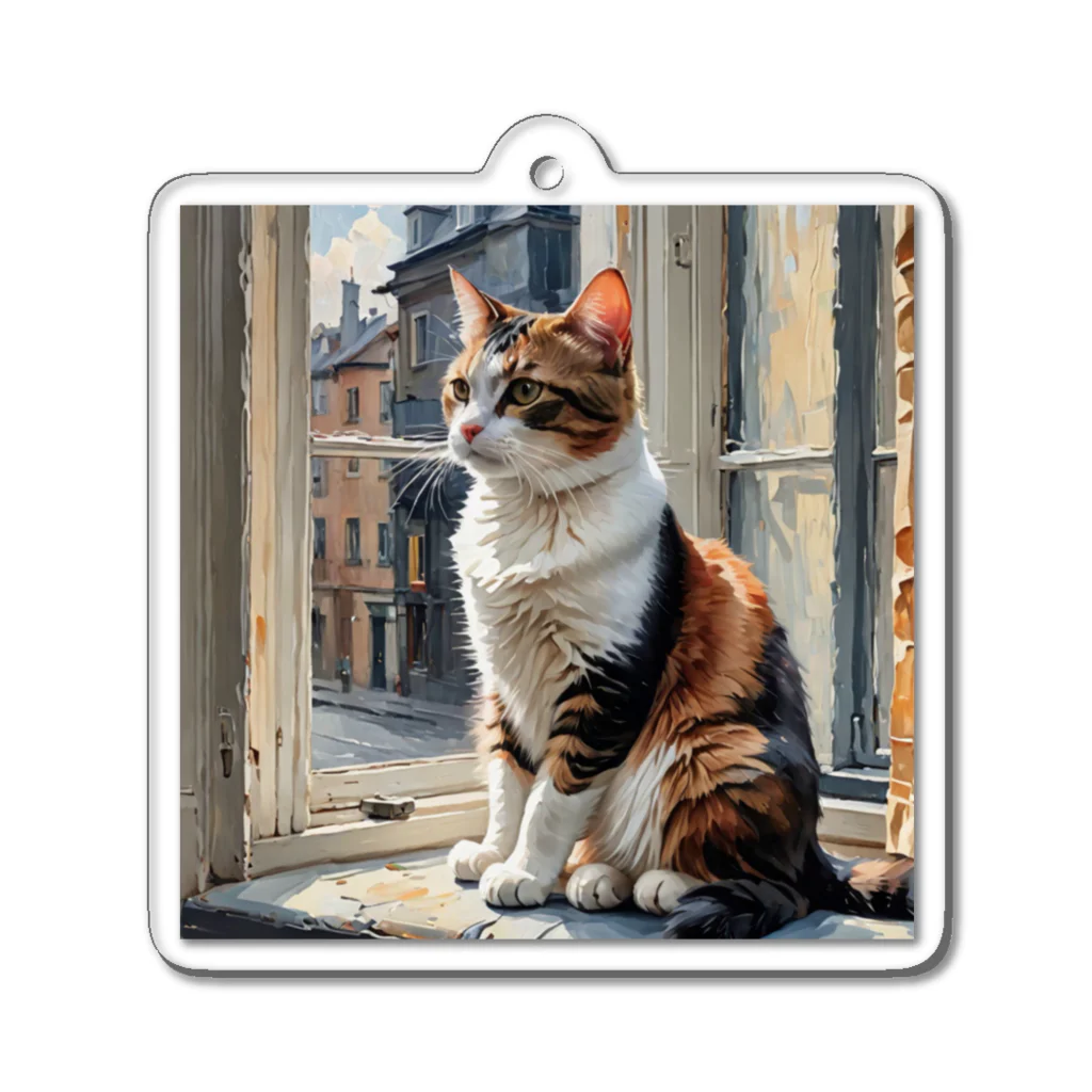 abahhyo1234の外を見る猫 Acrylic Key Chain