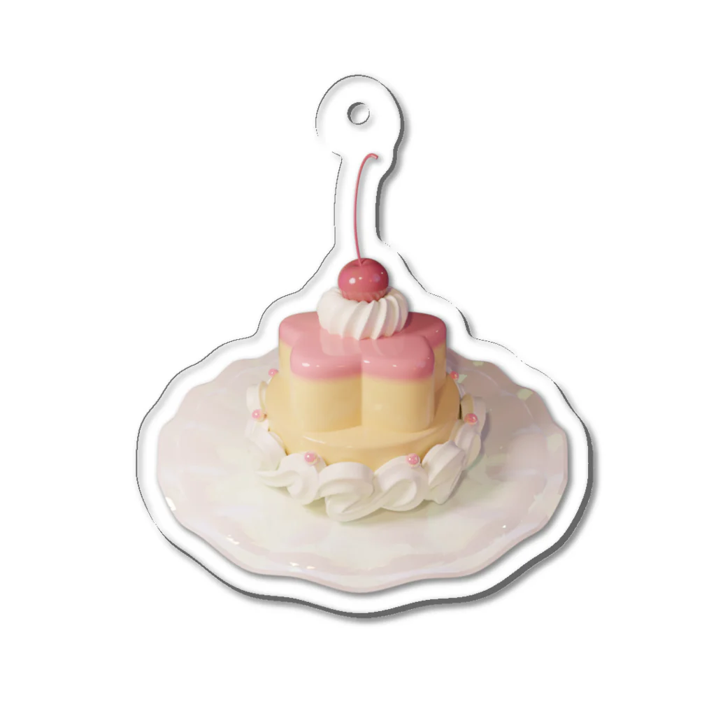 moom's shopのいちごプリン Acrylic Key Chain