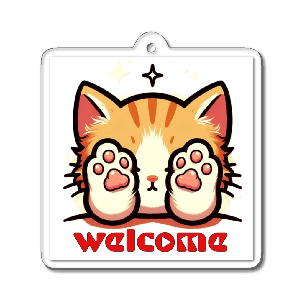 kk-welcomeの肉球で目隠し猫ちゃん アクリルキーホルダー