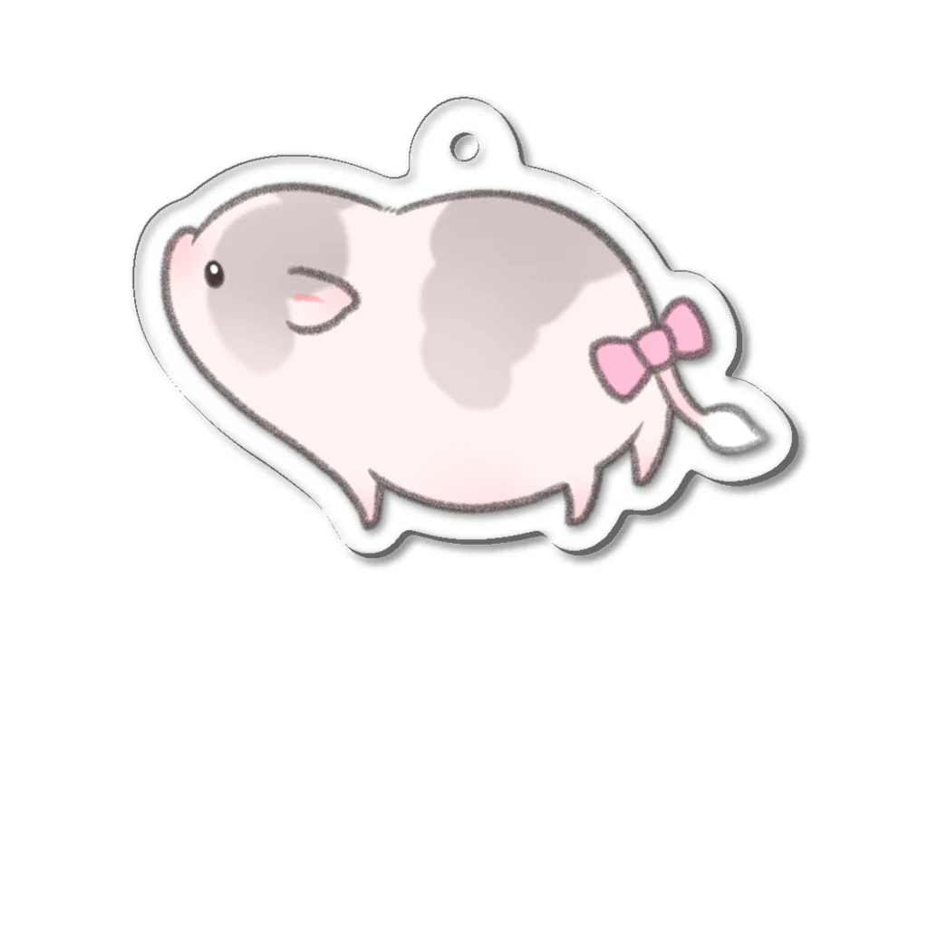 しらたまちゃんSHOPu〜🐽のリボンしらたまちゃん アクリルキーホルダー