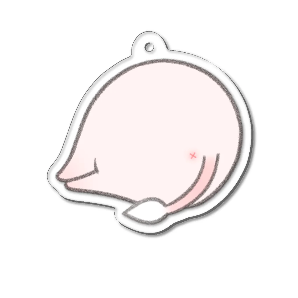 しらたまちゃんSHOPu〜🐽の横たわりお尻しらたまちゃん アクリルキーホルダー