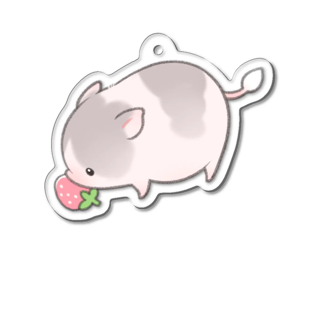 しらたまちゃんSHOPu〜🐽のイチゴとしらたまちゃん Acrylic Key Chain