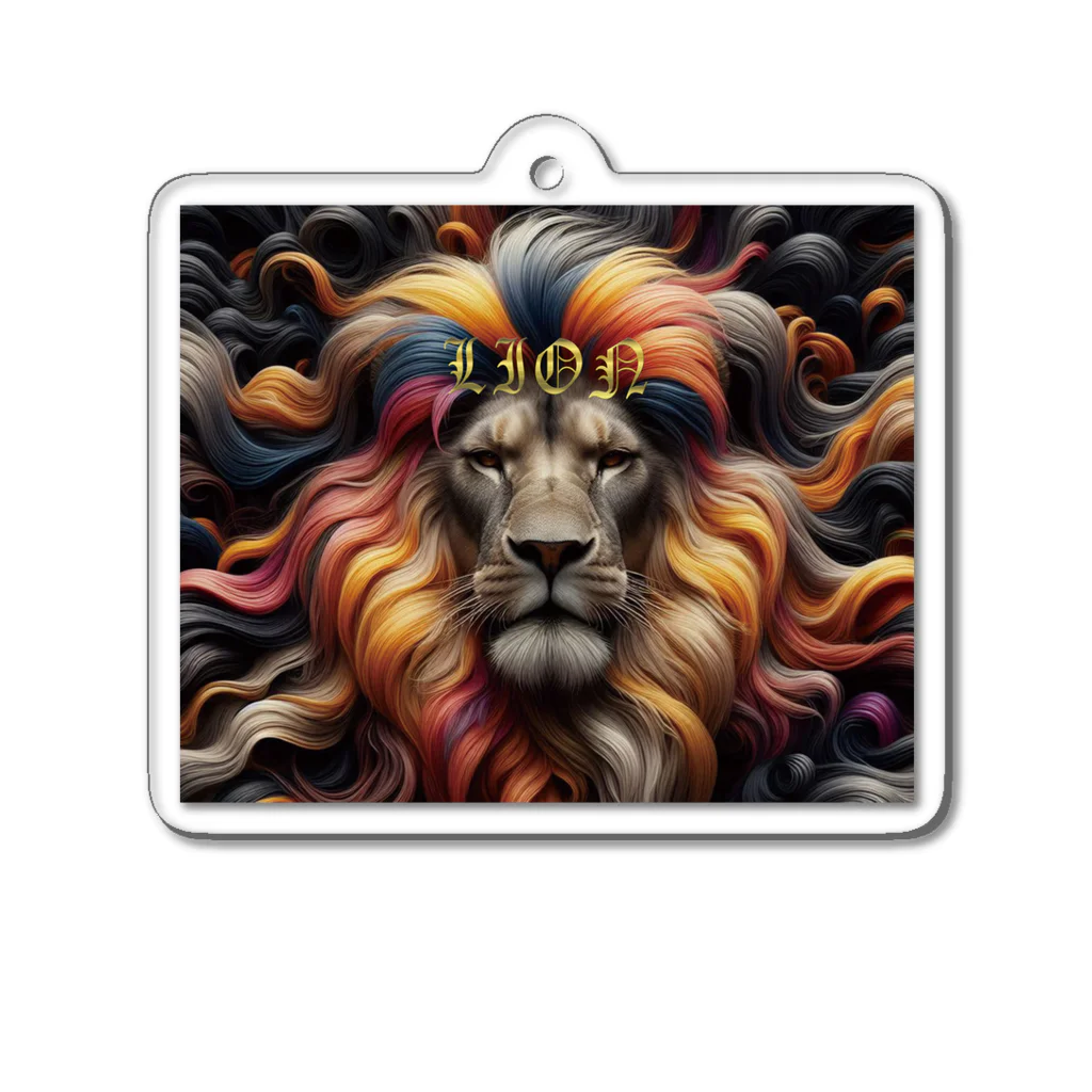 PALA's SHOP　cool、シュール、古風、和風、のLION　face２ Acrylic Key Chain