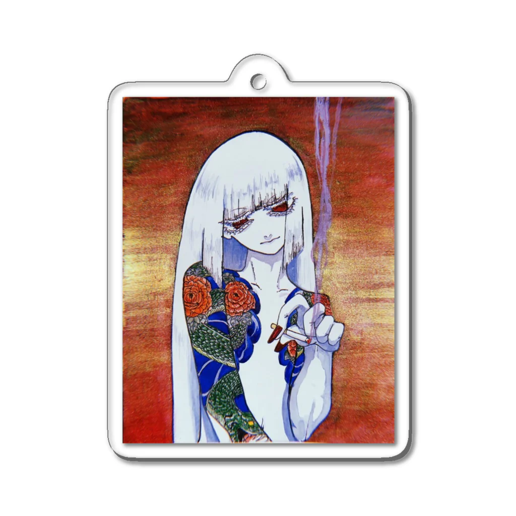 胃薬の蛇と牡丹を飼う人 Acrylic Key Chain