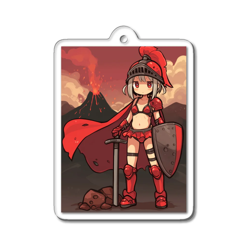 シロクマペンギンの火山の女剣士 Acrylic Key Chain