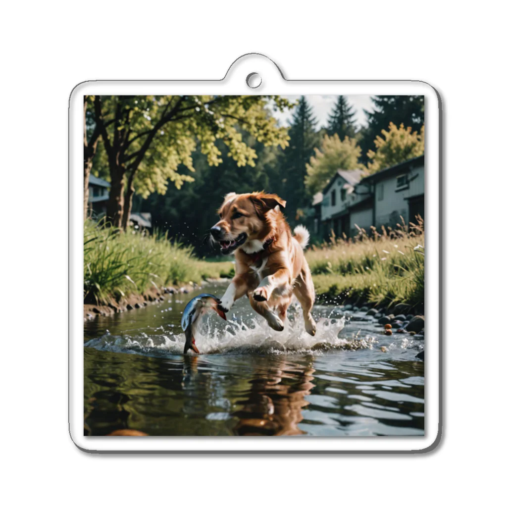 kokin0の水辺を走る犬 dog runnning on the water Acrylic Key Chain