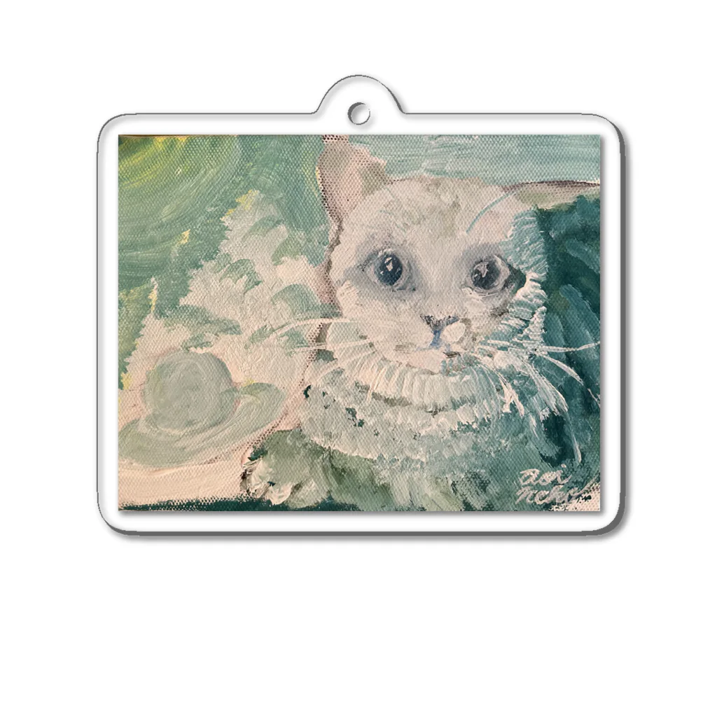 青い猫の夏の日 Acrylic Key Chain