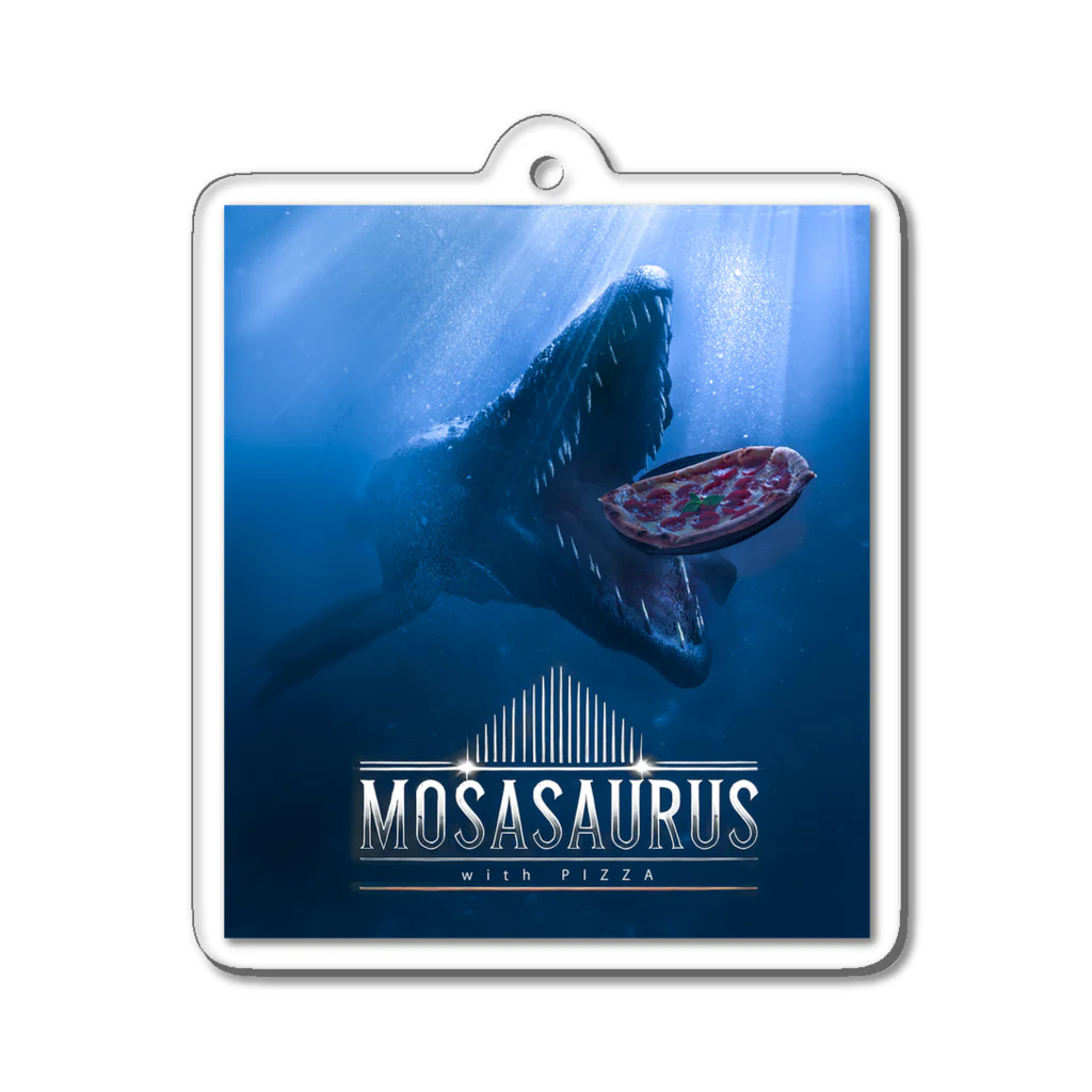 ディノラバ！！ 🦖　　　    　  　　 - DINO LOVER -のピザを追うモササウルス　ー Mosasaurus with Pizza - Acrylic Key Chain