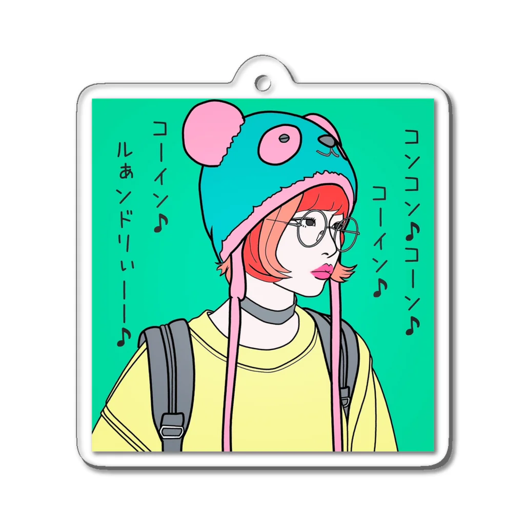 WASH&DRY24のパンダ女子　鼻歌娘 Acrylic Key Chain